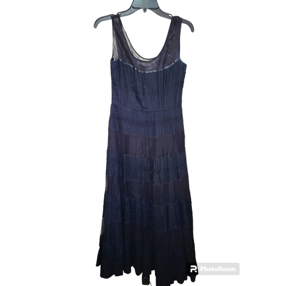 Free People size 4 black long maxi layered tier dress sleeveless lined - Picture 1 of 16